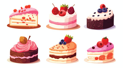 Cake and Pastry Vector Art Illustrations isolated.