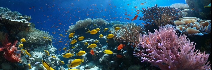 coral reef in the sea. fish in aquarium. coral reef in the sea