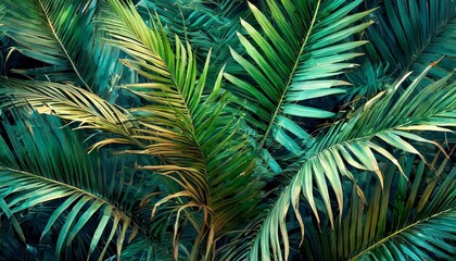 seamless pattern leaf trendy tropical spring design jungle palm summer background generative ai