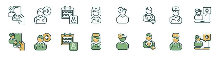 medical doctor and nurse icon vector set hospital and clinic paramedic staff health care signs illustration