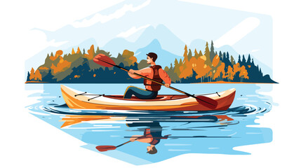 Canoe water sport boating clipart vector illustrati - obrazy, fototapety, plakaty