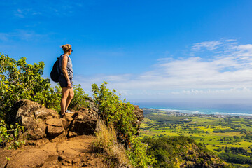 Female Hiker on The Sleeping Giant Trail, Kapa'a, Kauai, Hawaii, USA