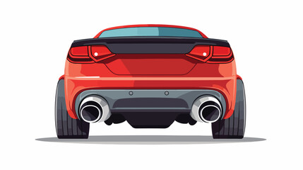 Car among the exhaust. Vector illustration on a whi