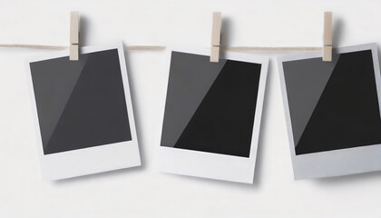Realistic Polaroid photo frame mockup set. Empty photo frame mock up with shadow. Vintage card
