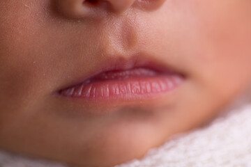 Naklejka premium Little tiny newborn human baby tenderness
