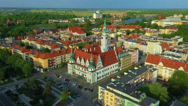 Market Square Brzeg Ratusz Rynek Aerial View Poland