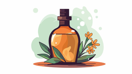 Cartoon Aromatherapy Oil Bottle Icon Vector 2d flat
