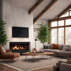 living room with fireplace