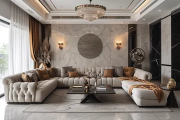 Fototapeten Highend-style living room with glamorous accents and luxe © Parvez