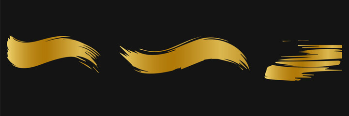 Obraz premium Gold paint brush stroke, ink splatter and artistic design elements. Dirty watercolor texture, box, frame, grunge background, splash or creative shape for social media. Abstract drawing.