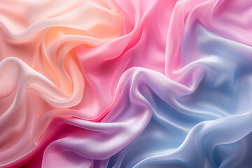 Wavy silk fabric background in pastel colors.