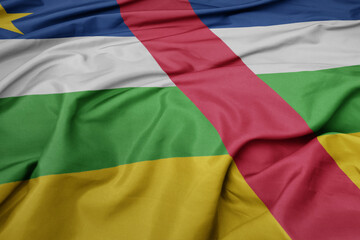 waving colorful national flag of central african republic.
