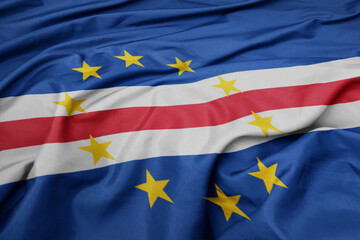 waving colorful national flag of cape verde.