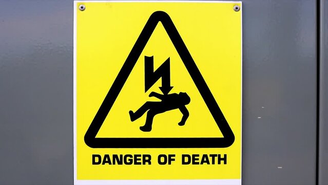 Danger of Death Warning Hazard Electrocution Caution Yellow Dangerous Alert