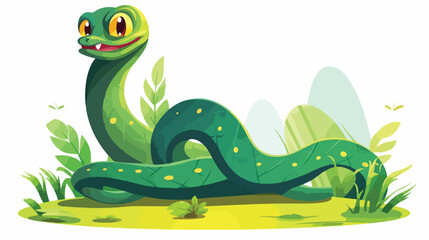 Cartoon snake 2d flat cartoon vactor illustration i