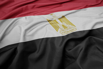 waving colorful national flag of egypt .
