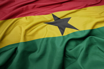 waving colorful national flag of ghana.