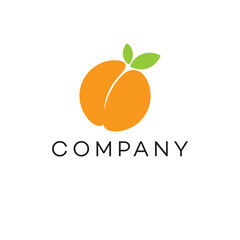 Peach fruit logo design business icon vector