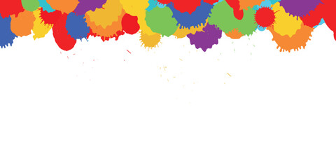 happy pride month be yourself lgbt, lgbtq, gay, social media background, wishing or greeting post, or banner template, design with rainbow, color, font, splatter vector, illustration