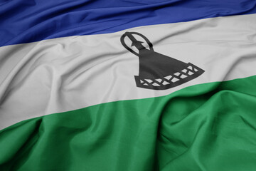 waving colorful national flag of lesotho.