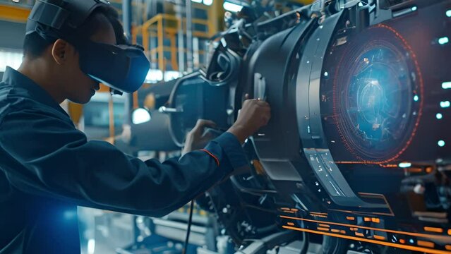 Technician Using VR in Industrial Engineering