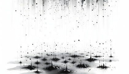 Éclaboussures d'encre noire: minimaliste abstrait en noir et blanc, isolé sur fond blanc - obrazy, fototapety, plakaty