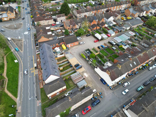 Aerial Footage of Central Rugby City of England During Cloudy and Windy Evening. Great Britain