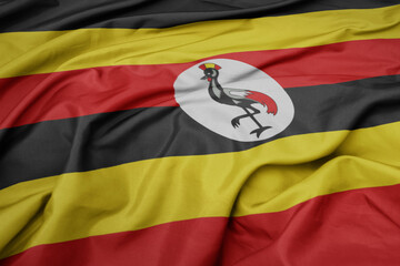 waving colorful national flag of uganda.