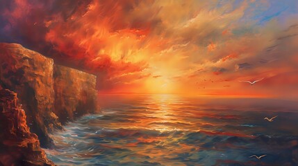 Cliffs of Amber Sunset Brilliance./n