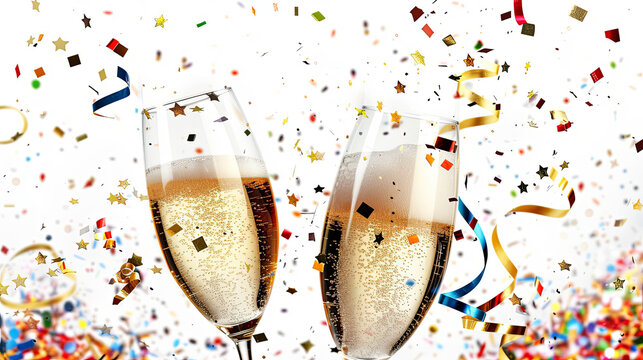 A photorealistic image of a celebration on a white background, captured by ThatOtherGuy with vibrant colors and joyful atmosphere.