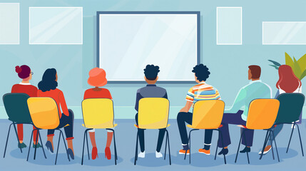 group of people in front of a whiteboard