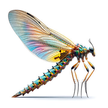 mayfly against a white background
