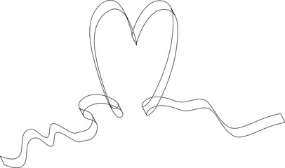 Heart ribbons thin line, concept of love