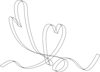 Heart ribbons thin line, concept of love