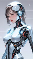 AI Face and Body with Holograms. AI Generated 