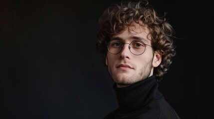 Fototapeta premium Man in glasses and turtleneck sweater