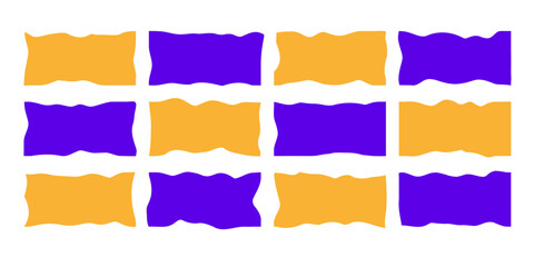 Set of blank tear cut papers. Vector Collage Shape. Yellow and purple torn rectangles on white backdrop