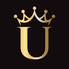 Letter U Crown Logo for Queen Sign, Beauty, Fashion, Star, Elegant, Luxury Symbol