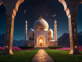 Realistic Islamic background design for the Eid ul Adha Banner Eid Mubarak design. - obrazy, fototapety, plakaty