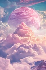 Cosmic Confection:A Dreamlike of Marshmallow Skies and Sugary Secrets - obrazy, fototapety, plakaty