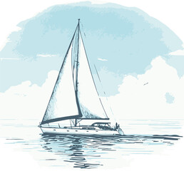 Fototapeta premium Yacht illustration created by artificial intelligence.