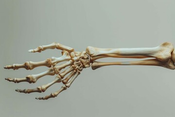 Skeleton of human upper limbs showing detailed bones and joints of the arm, medical anatomy illustration - obrazy, fototapety, plakaty