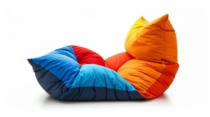 Colorful bean bag chair on white background