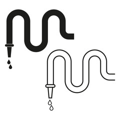 Hosepipe with water droplets icon. Irrigation and watering symbol. Vector illustration. EPS 10.