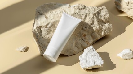 White tube on a piece of rock .AI generated image