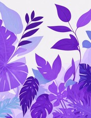 Fototapeta na wymiar Abstract purple floral illustration with leaves and branches on light background. Creative, decorative art.