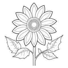 Vector illustration of a sunflower outline icon, ideal for floral and nature themes.