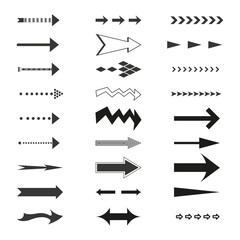 Collection of various arrow icons. Directional symbols set. Vector illustration. EPS 10.
