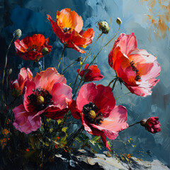 Oil Painting of Red Poppies


