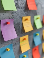 Colorful Sticky Note Board for Organized Workplace and